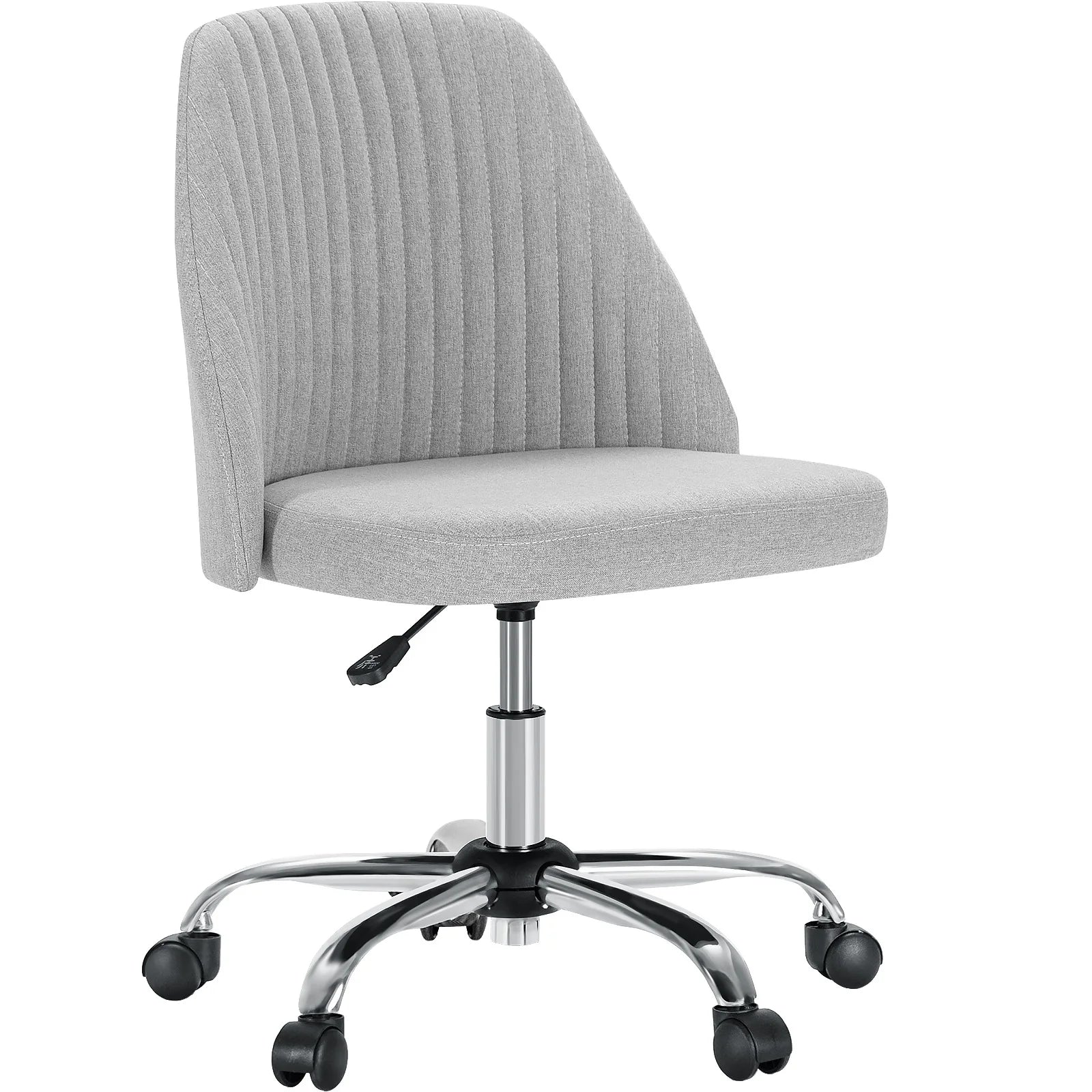 The Modern Mid-Back Armless Fabric Office Chair displayed in a stylish office layout, enhancing the decor as an eye-catching armless office chair.