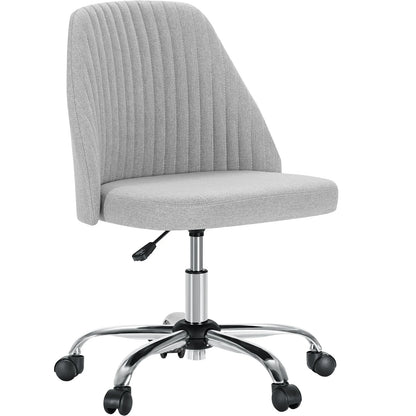 The Modern Mid-Back Armless Fabric Office Chair displayed in a stylish office layout, enhancing the decor as an eye-catching armless office chair.