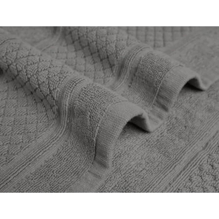 22x34 Cotton Bath Mats, 2-Pack Grey Jacquard Quick-Dry