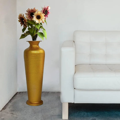 Modern Gold Metal Hammered Elegant Floor Vase