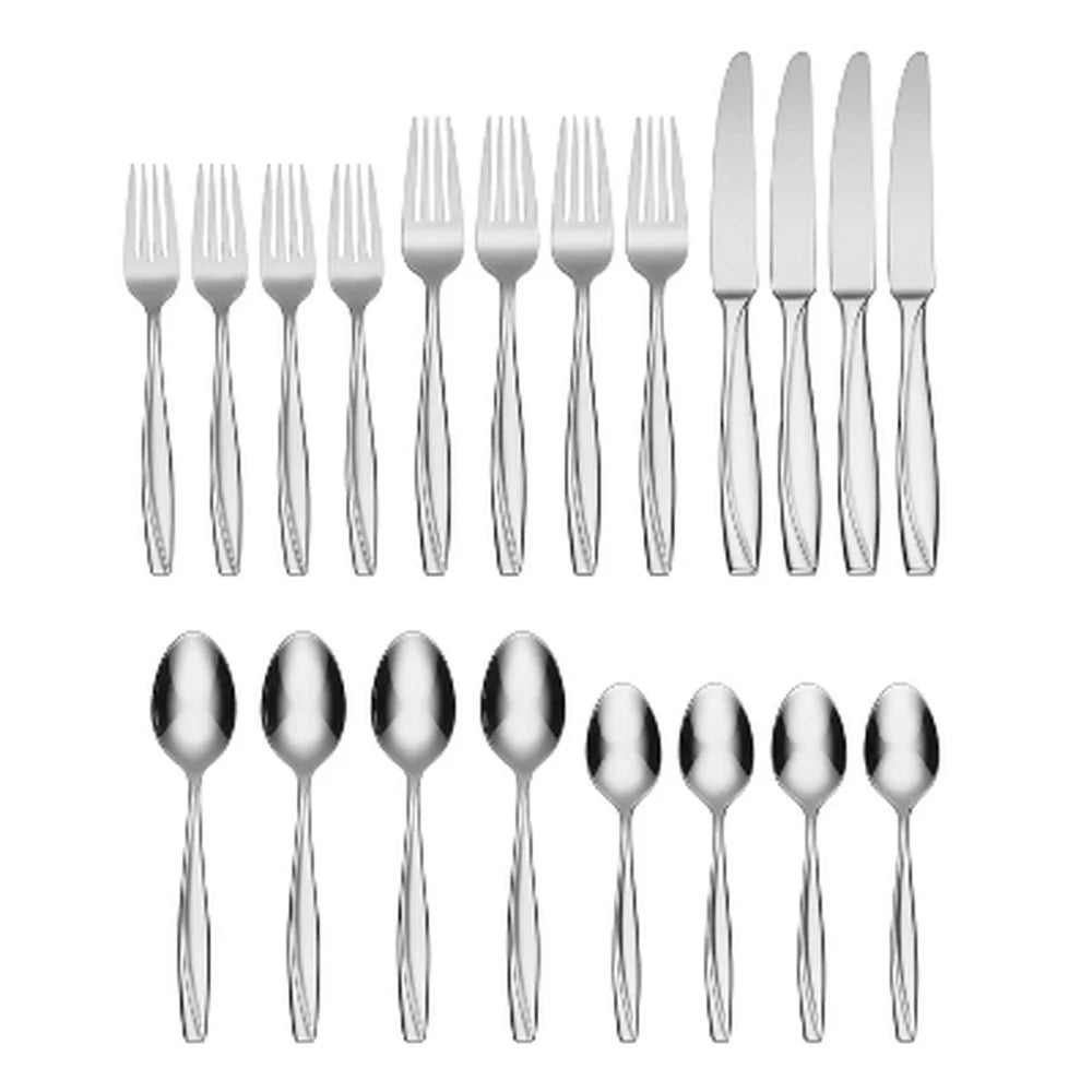 Modern Stainless Steel 20-Piece Flatware Set w/a Mirror Polished Finish