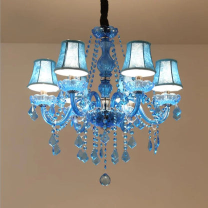 European Mediterranean Blue Crystal Chandelier