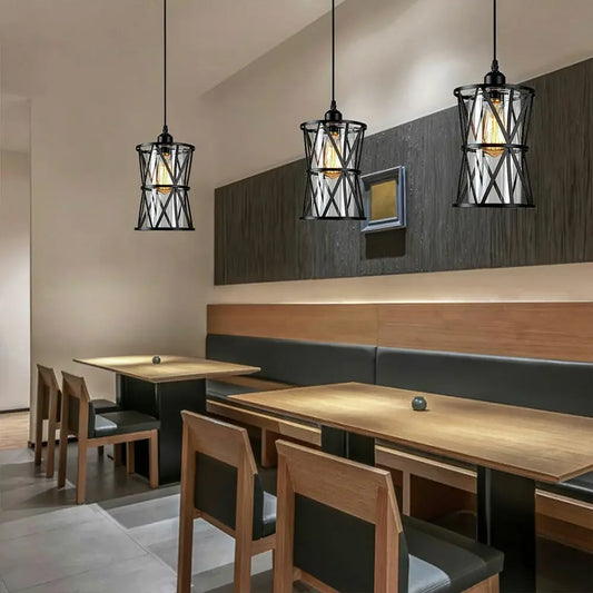 The 2-Light Pendant Light Fixtures w/a Geometric Cage 