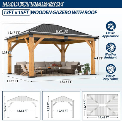 10 x 10 Gray Outdoor Wood Post Gazebo