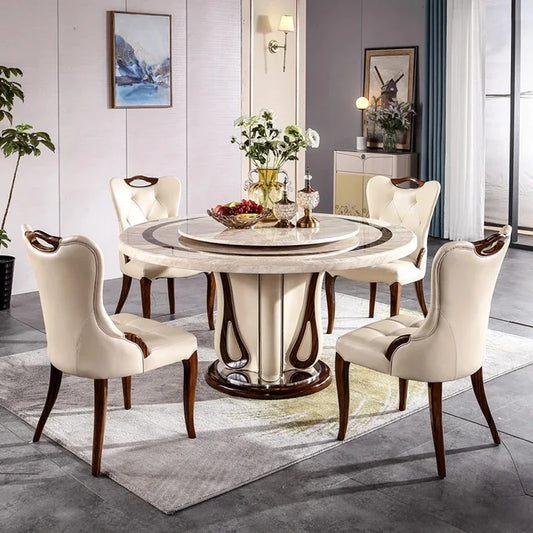 European Round Dining Table Set for 6