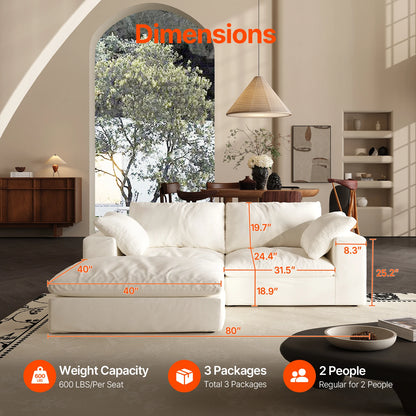 Modern U-shaped Convertible Sofa w/Ottoman