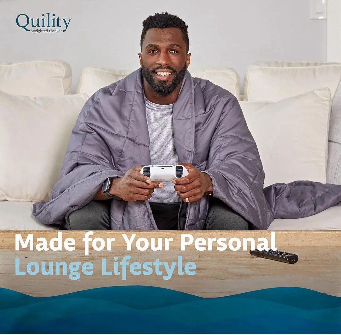 Quility 20 lb Queen Weighted Blanket, 60x80 Breathable Cotton Glass Bead Blanket for Adults, highlighting the gray seven-layer quilted design and 20 lb weighted blanket fill