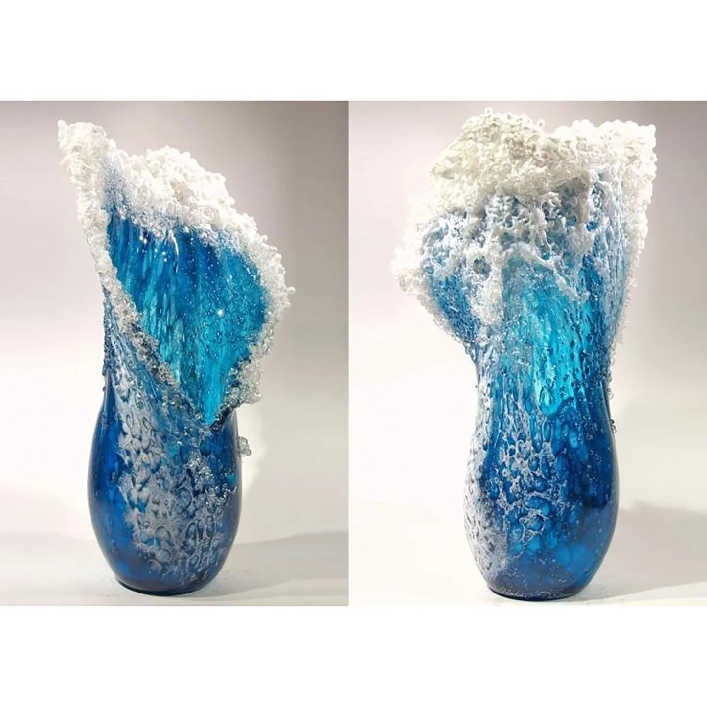 Modern &  Majestical Ocean Blue Sea Wave Resin Flower Vase