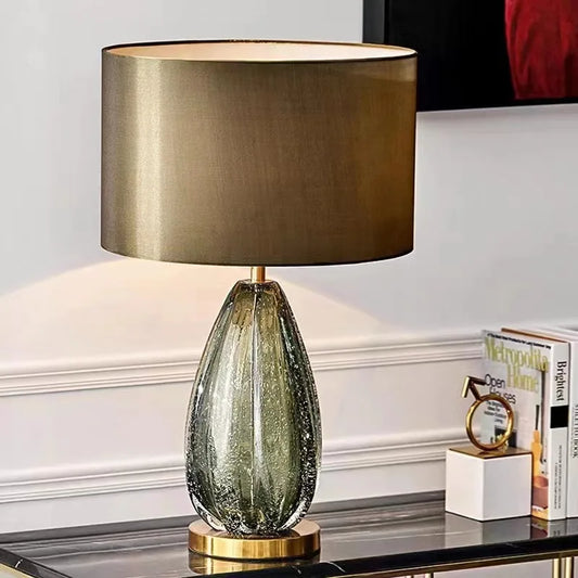 Modern Green  Bubble Glass Table Lamp(Gold-tone Base & Top); Modern Sculptural Glass Table Lamp(w/a Gold-tone Base & Top); Pink Ceramic Table Lamp(w/fabric lampshade)