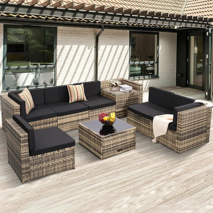 8-Piece Outdoor Wicker/Rattan Patio Conversation Set