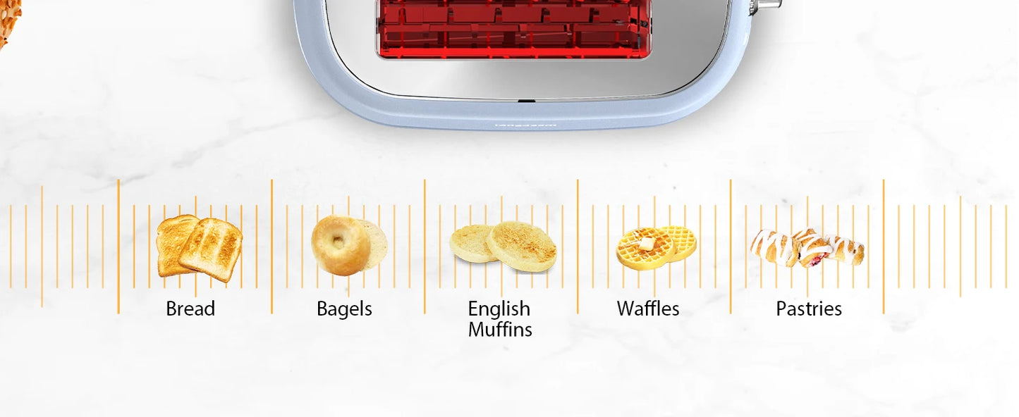 Blue Large-Slot 2-Slice Toaster w/Auto Shut-off