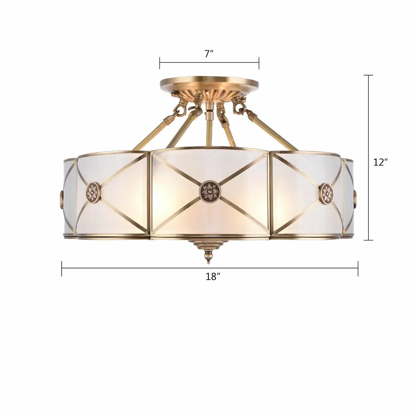 Luxury Hanging Pendant Chandelier w/Handmade Glass Lampshade