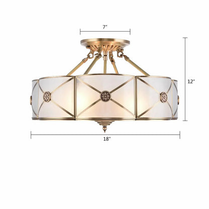 Luxury Hanging Pendant Chandelier w/Handmade Glass Lampshade