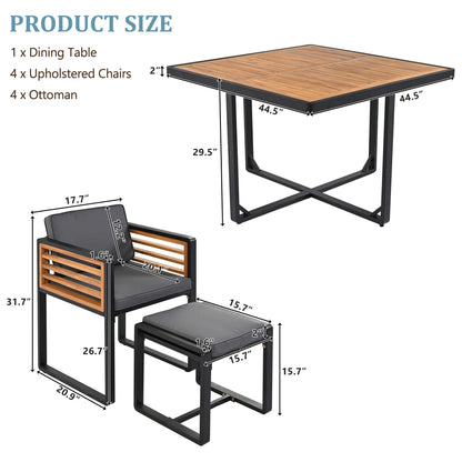 Acacia Wood 9-Piece Patio Dining Set