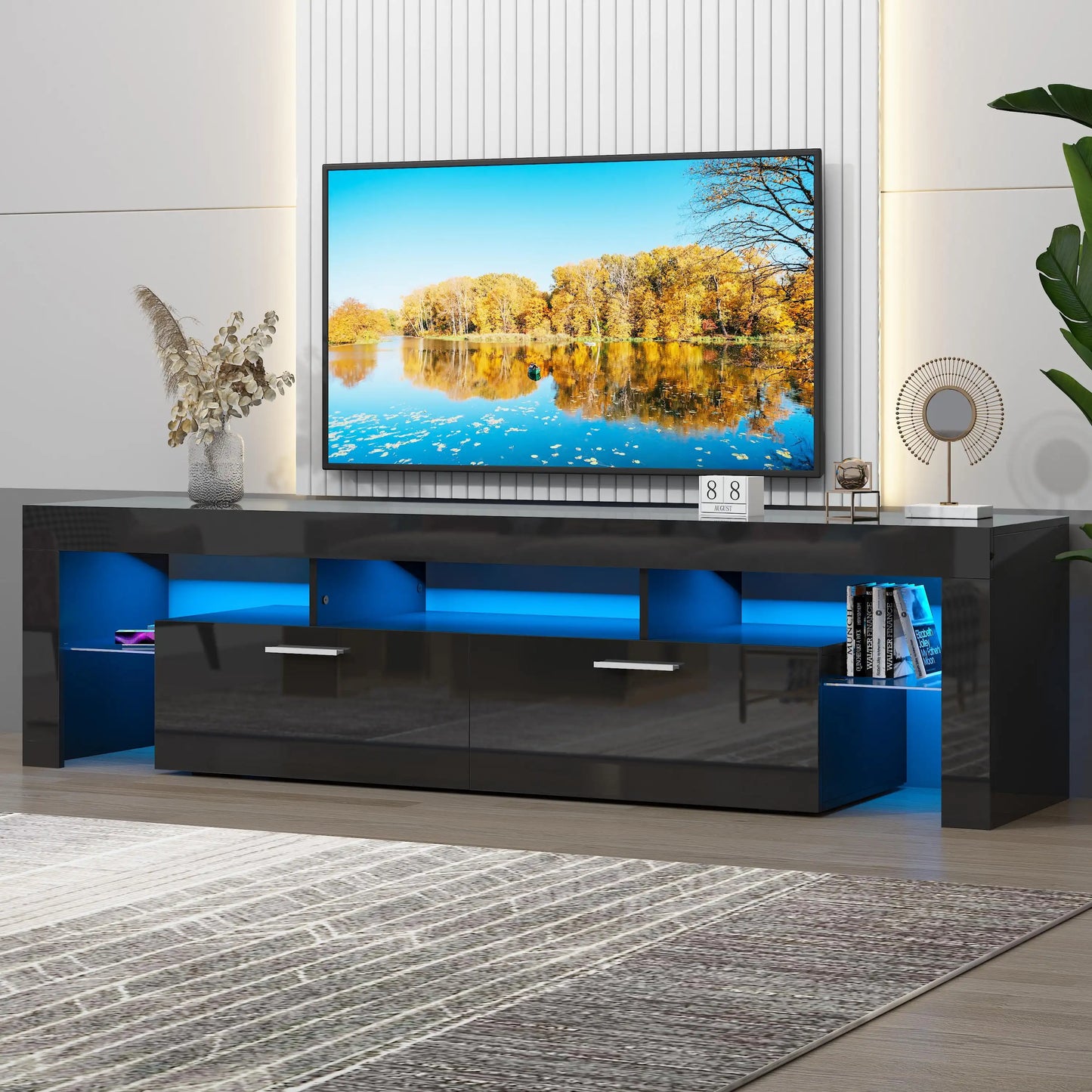 Modern Living Room Entertainment Center w/LED Lights
