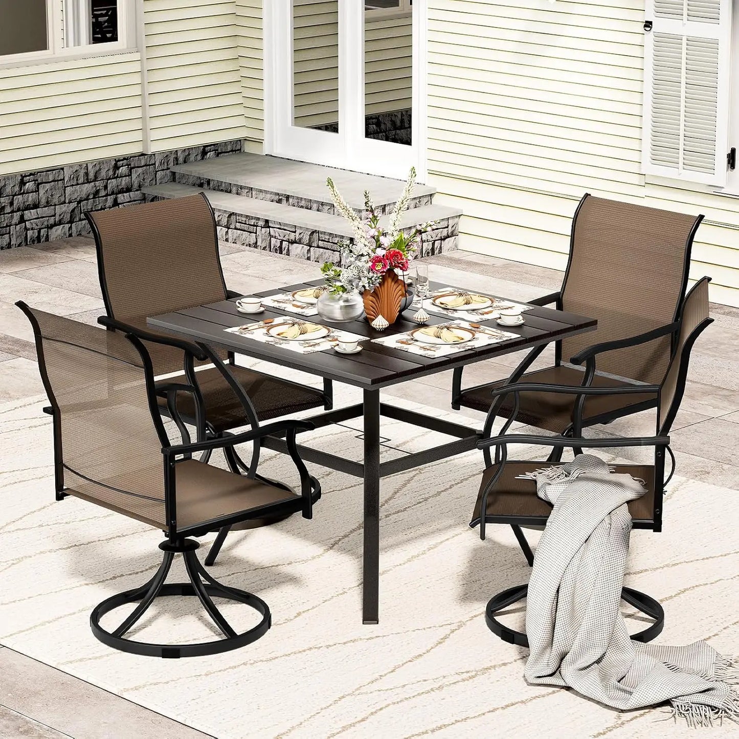 5-piece Metal Outdoor Patio Dining Set 