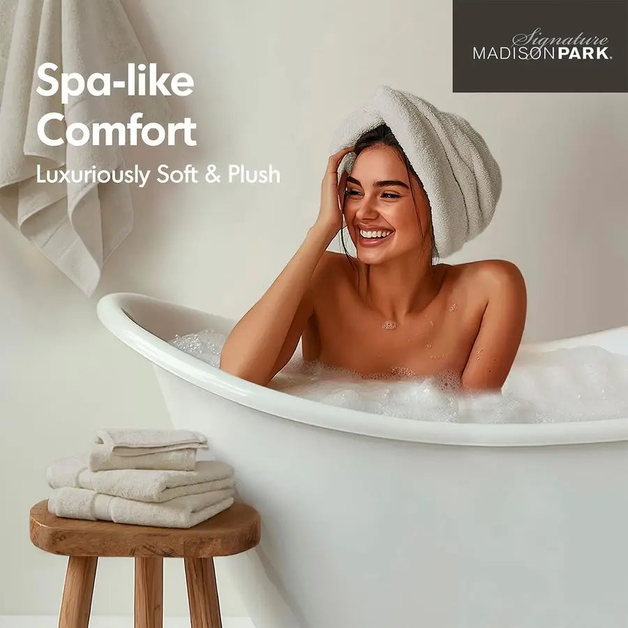 Modern 8-Piece Natural Ultra-soft 100% Cotton Towel Set