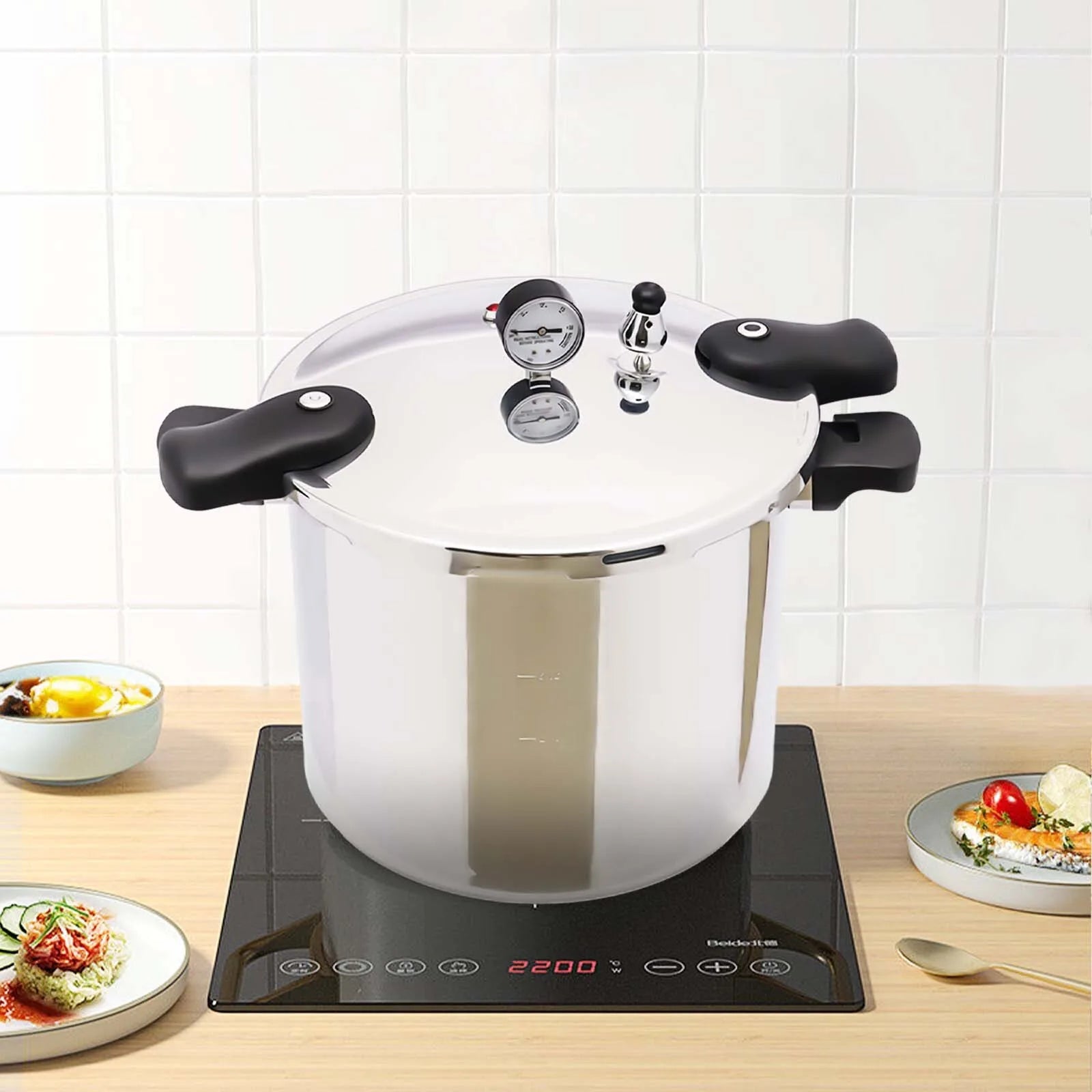 23Qt Pressure Canner & Cooker with Gauge - Heavy-Duty Aluminum Pressure Cooker for fast cooking and canning.