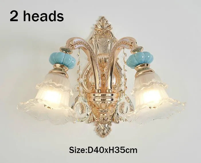 Frosted White Glass Tiffany Blue Floral Chandelier