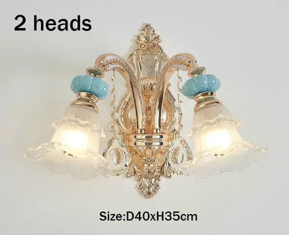 Frosted White Glass Tiffany Blue Floral Chandelier