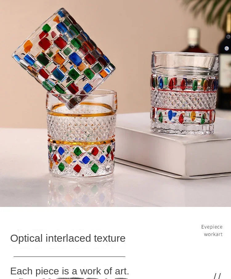 "The Rainbow Glossy" Handmade Lead-free Crystal Glass Whiskey Glass