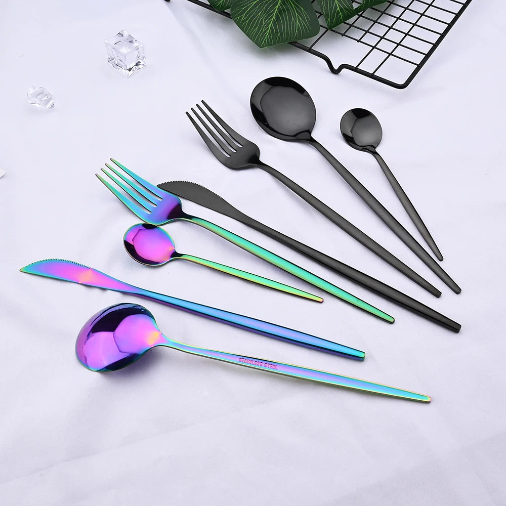 Modern 24-Piece Stainless Steel Tableware for 6