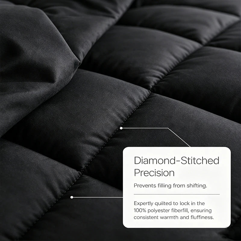 FISHDRU 5pcs/7pcs Diamond Quilted Bedding Comforter Set - Complete Bed in a Bag with Pillowcases and Shams, deep green diamond quilted comforter bedding