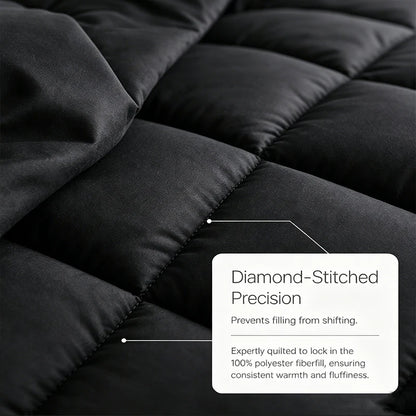 FISHDRU 5pcs/7pcs Diamond Quilted Bedding Comforter Set - Complete Bed in a Bag with Pillowcases and Shams, deep green diamond quilted comforter bedding