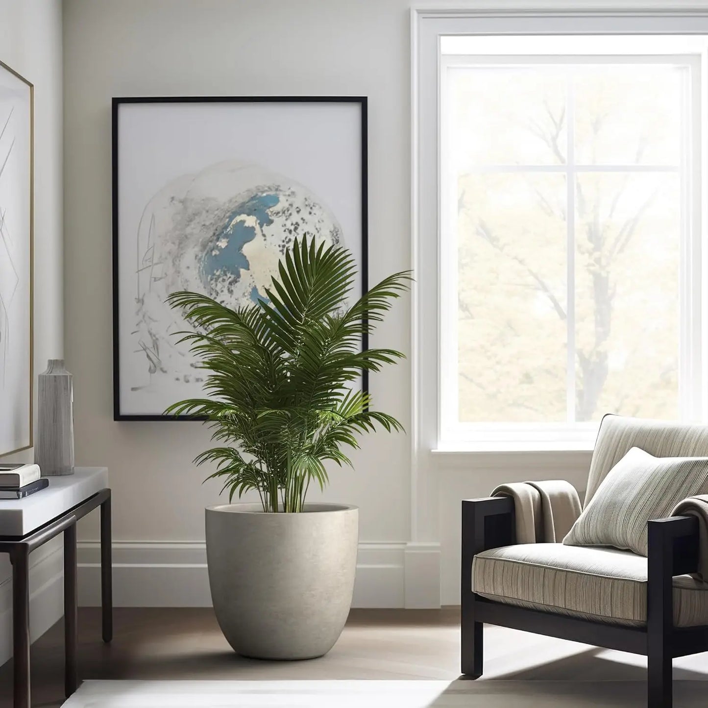 Large & Versatile 18" Concrete Round Planter w/Drainage Hole