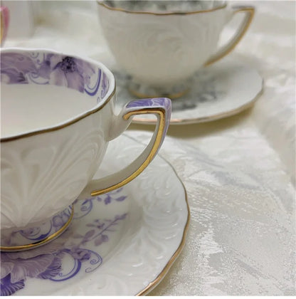 Exquisite Afternoon Tea Coffee Cup & Saucer Sets w/Gold Trim