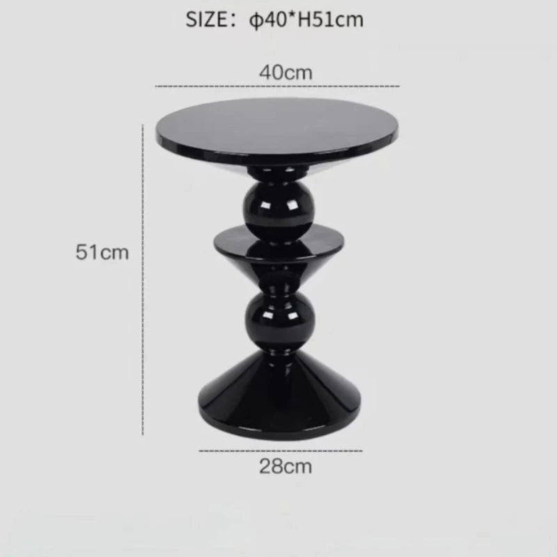 Modern Geometric FRP Black Round Side Table w/a High-gloss Finish