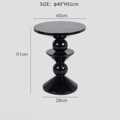Modern Geometric FRP Black Round Side Table w/a High-gloss Finish