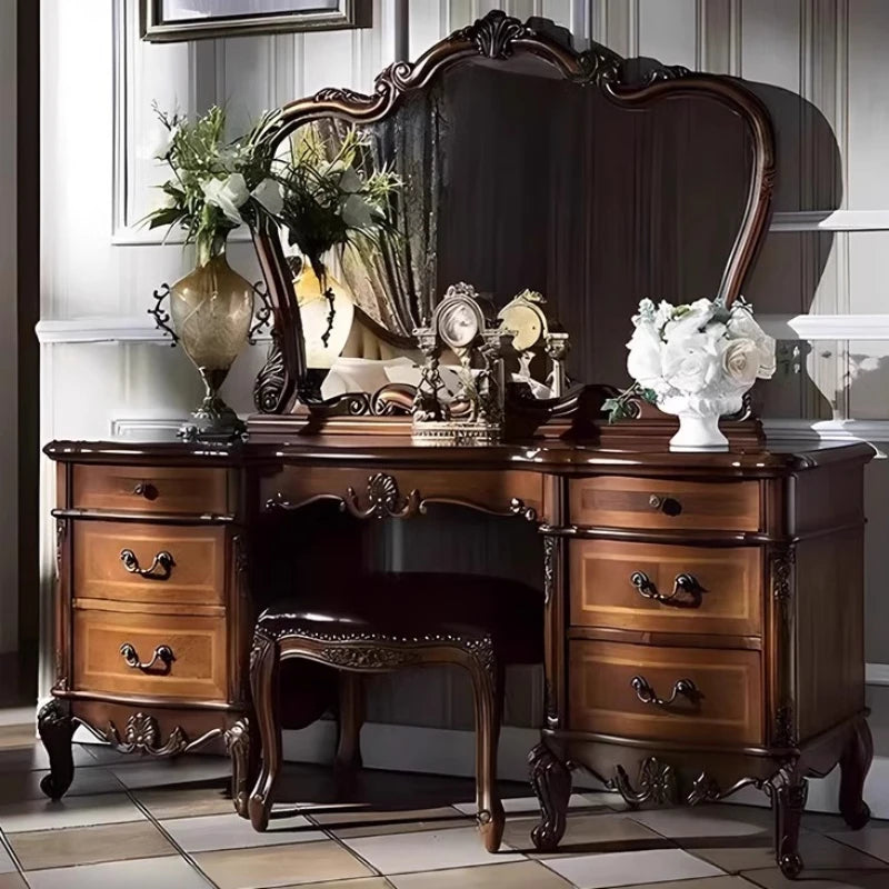 Luxurious Modern Hollywood Vanity Table w/Mirror & Stool