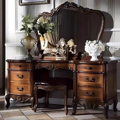 Luxurious Modern Hollywood Vanity Table w/Mirror & Stool