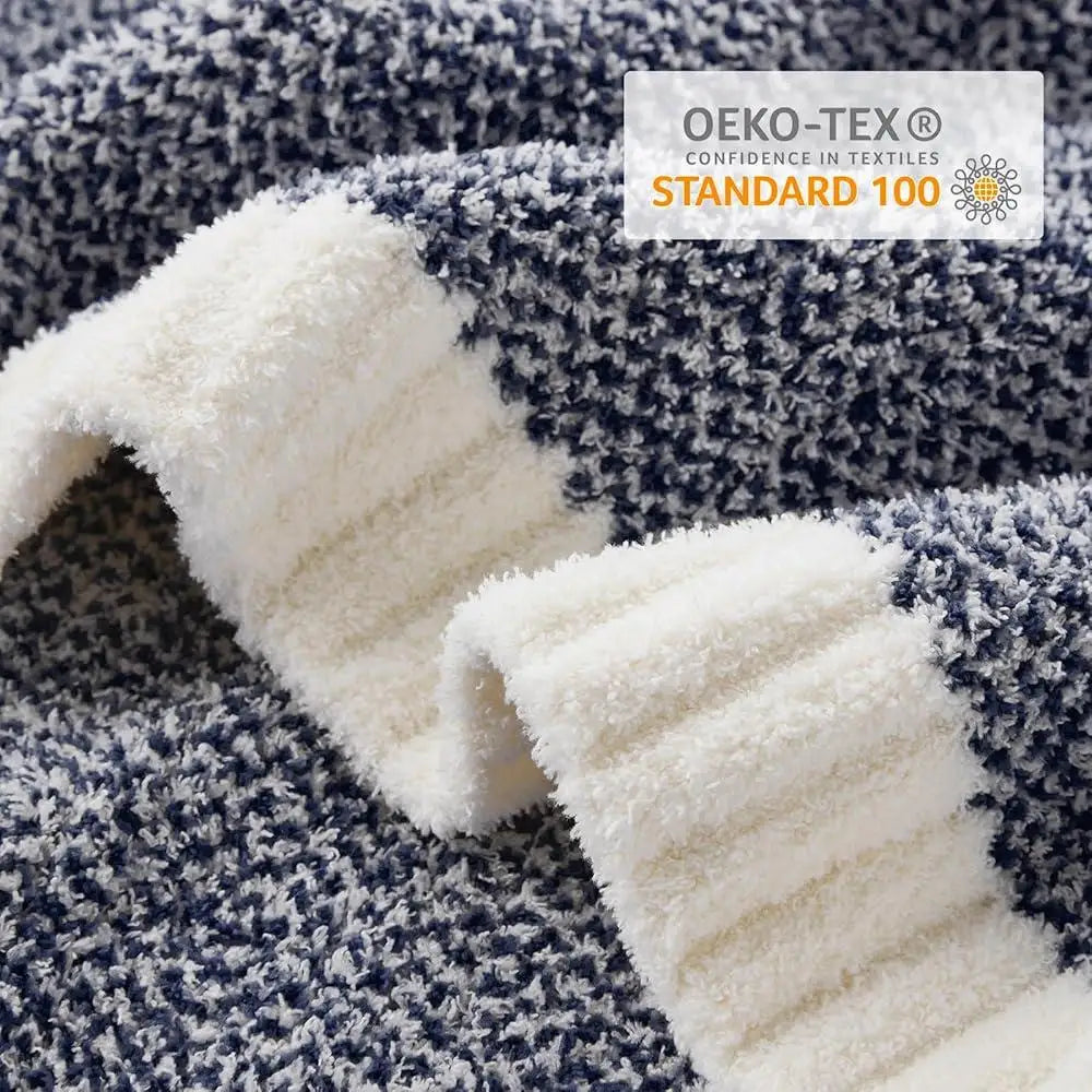 Super Soft & Lightweight Heather Navy Microfiber Throw Blanket