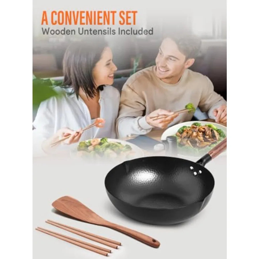 The stylish design of the 13-Inch Carbon Steel Wok from HomelyOasis ideal for modern kitchens.