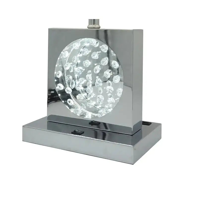 Elegant 22" Modern Crystal Accent Table Lamp styled in a cozy living room setting, demonstrating its charm as an elegant table lamp.