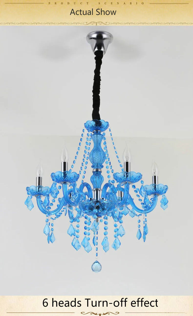 European Mediterranean Blue Crystal Chandelier