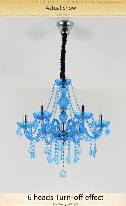 European Mediterranean Blue Crystal Chandelier