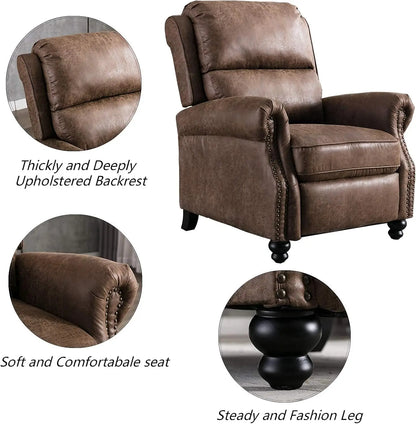 Pushback Recliner Faux Leather Chocolate Armchair