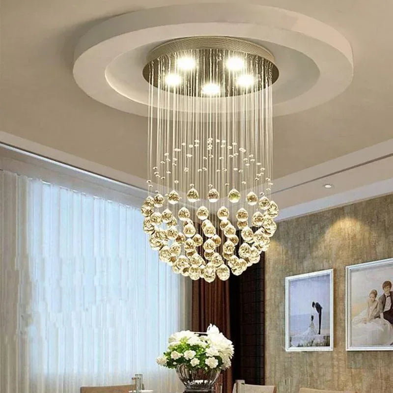 Modern 6-Light K9 Crystal Raindrop Chandelier