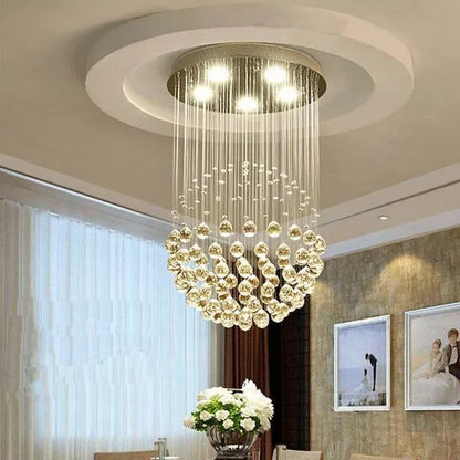 Modern 6-Light K9 Crystal Raindrop Chandelier