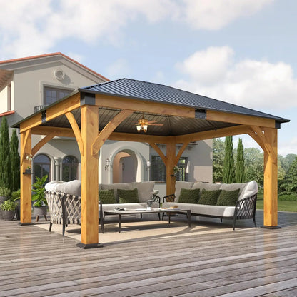 10 x 10 Gray Outdoor Wood Post Gazebo