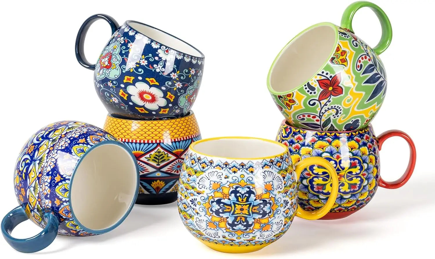 Elegant Boho 20oz Ceramic Coffee Mug being used for a cozy drink, showcasing the versatility of boho ceramic coffee mugs in everyday life.