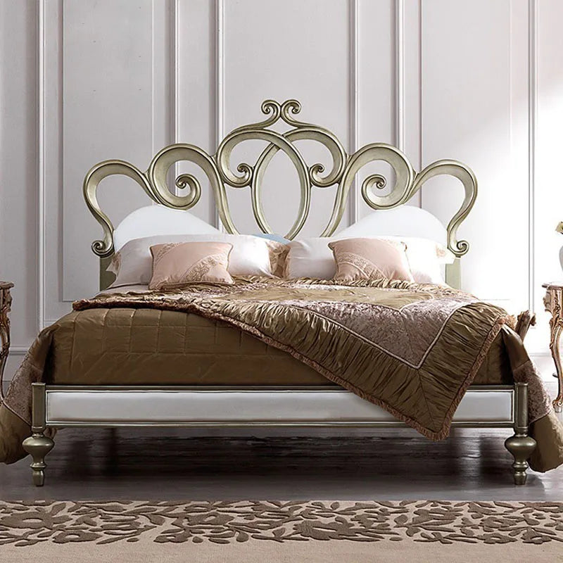 European Style Queen/King Platform w/Crafted Headboard 