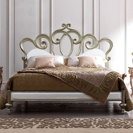 European Style Queen/King Platform w/Crafted Headboard 