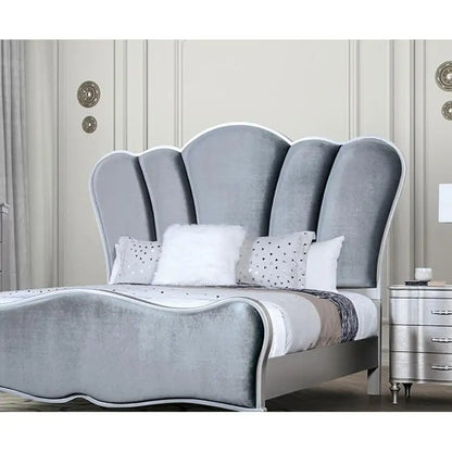 Lovely 3-Piece Queen Size Light Grey Bedroom Set w/2 Nightstands