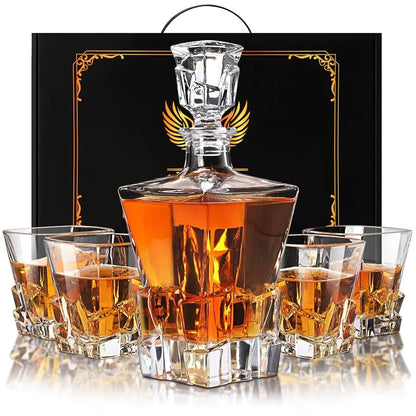 Crystal Whiskey/Bourbon Decanter Set w/4 Glasses