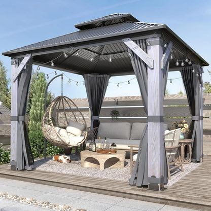 10 x 10 Gray Outdoor Wood Post Gazebo