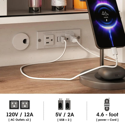 Farmhouse Vanity Makeup Desk w/Stool & Charging Station